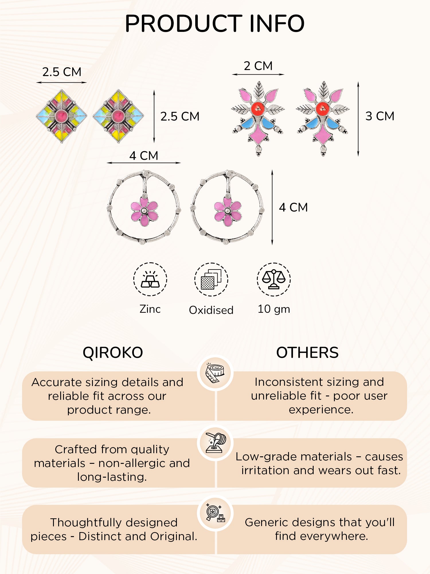 Meenakari Enamel Stud Jhumka Oxidised Silver Earrings