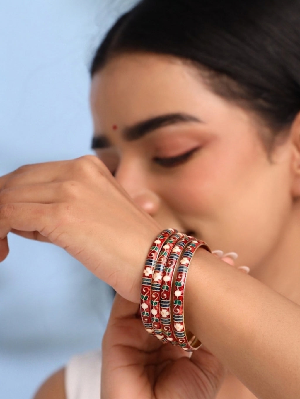Meenakari Bangle Set Red