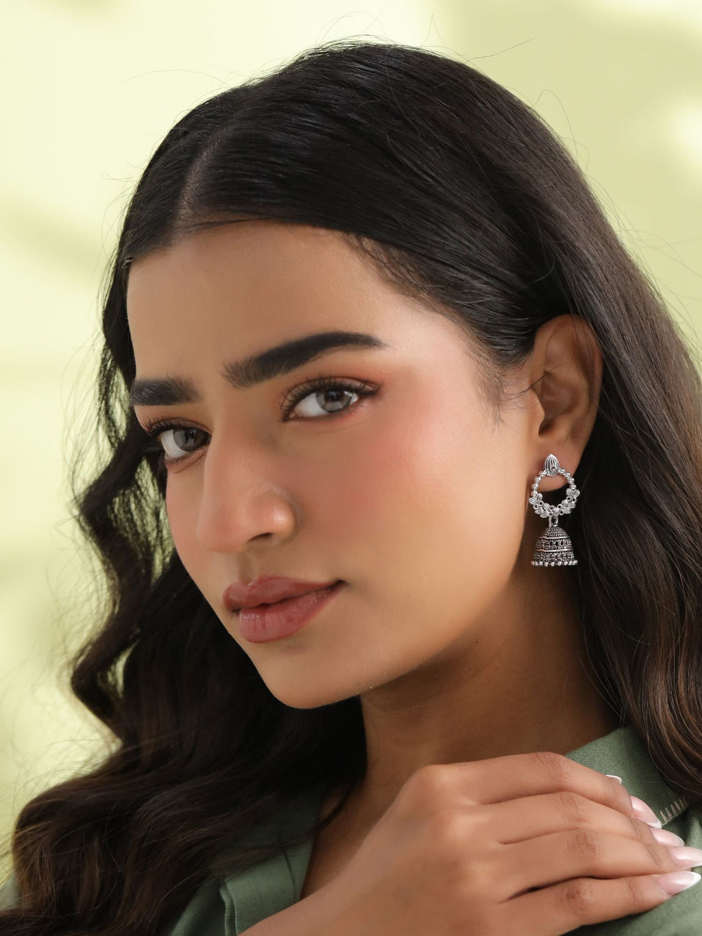 Oxidised Jhumka Earring Set