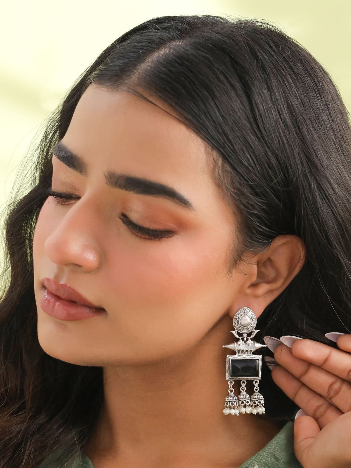 Oxidised Jhumka Earrings
