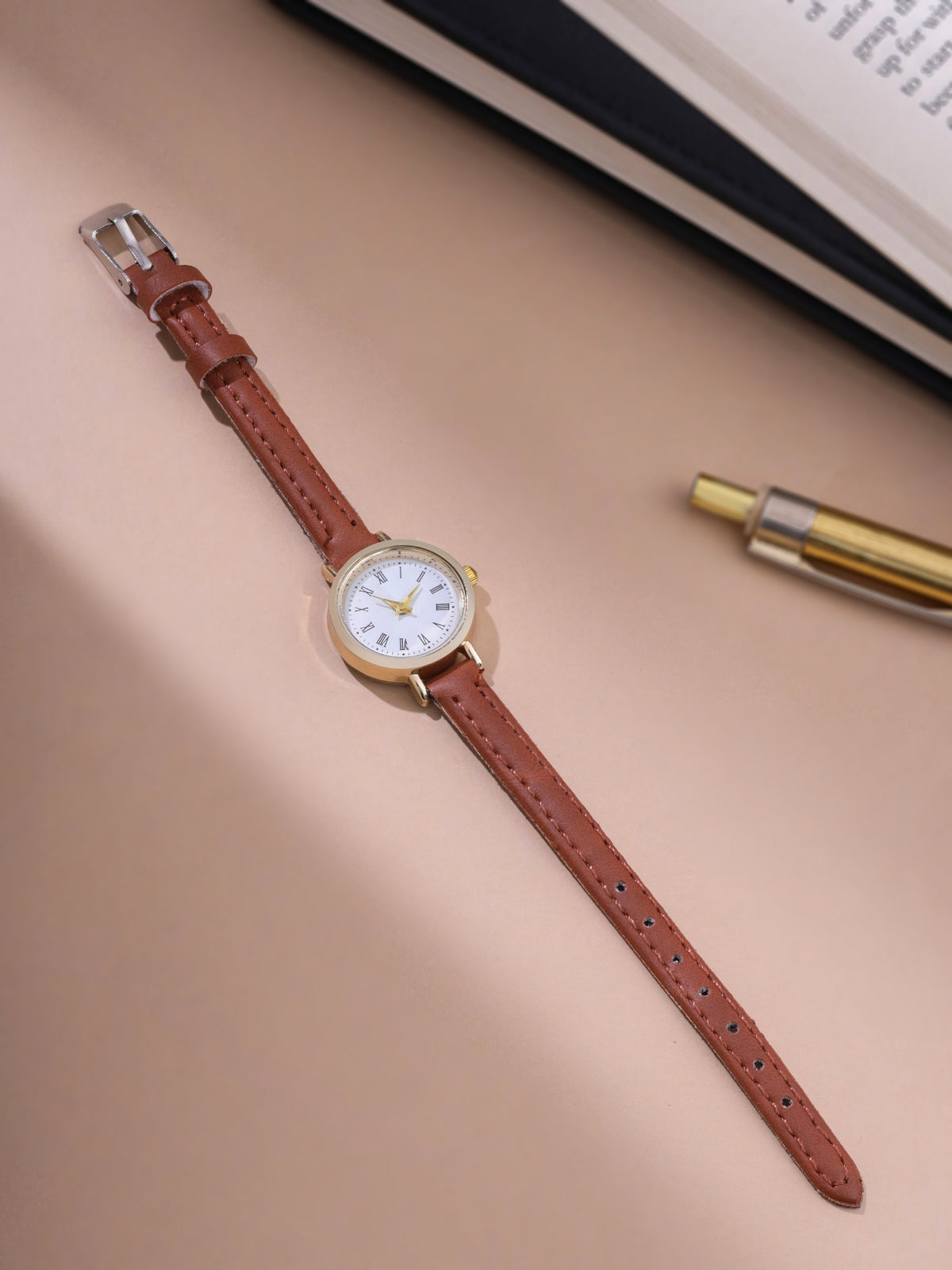 Mocha Round Analog Watch