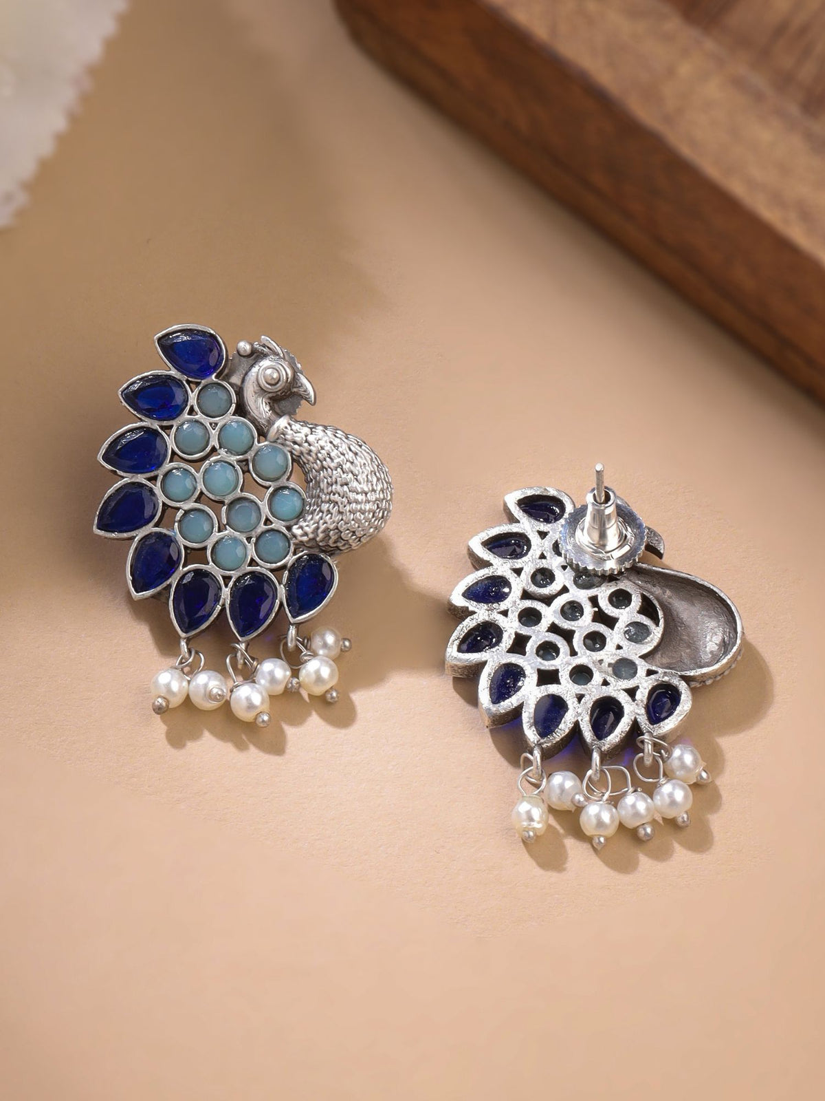 Oxidised Peacock Earrings