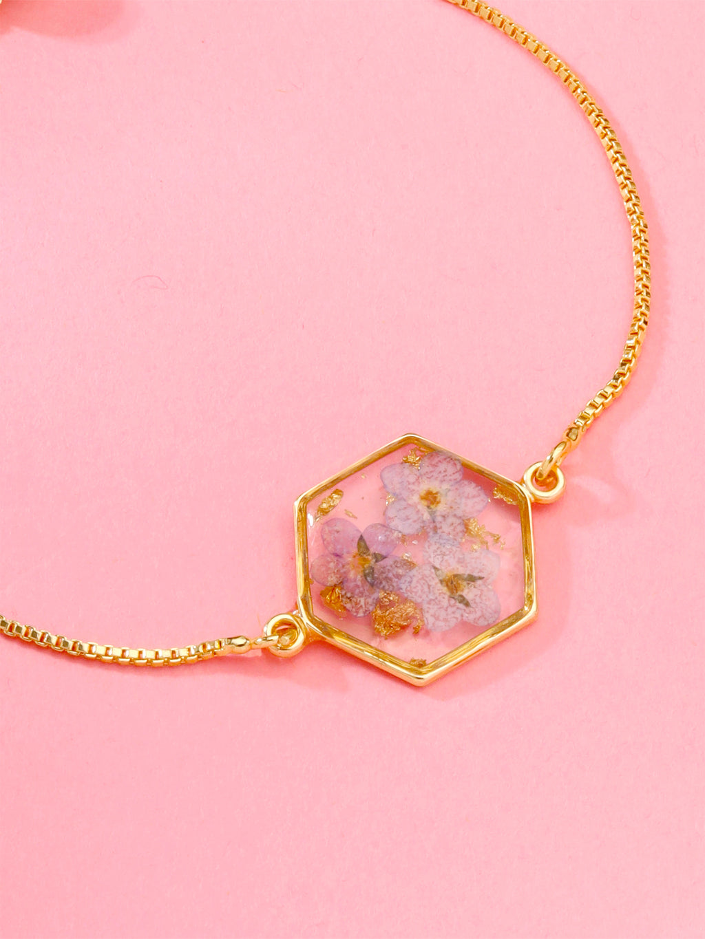 Dried Flower Charm Adjustable Bracelet