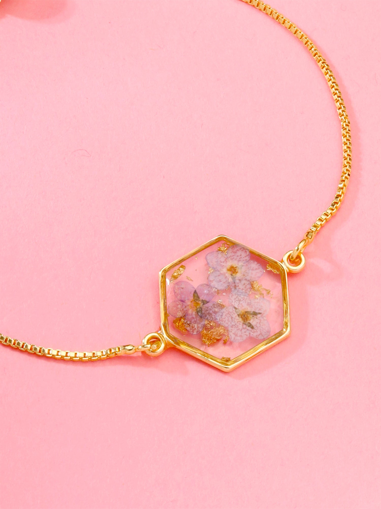 Dried Flower Charm Adjustable Bracelet