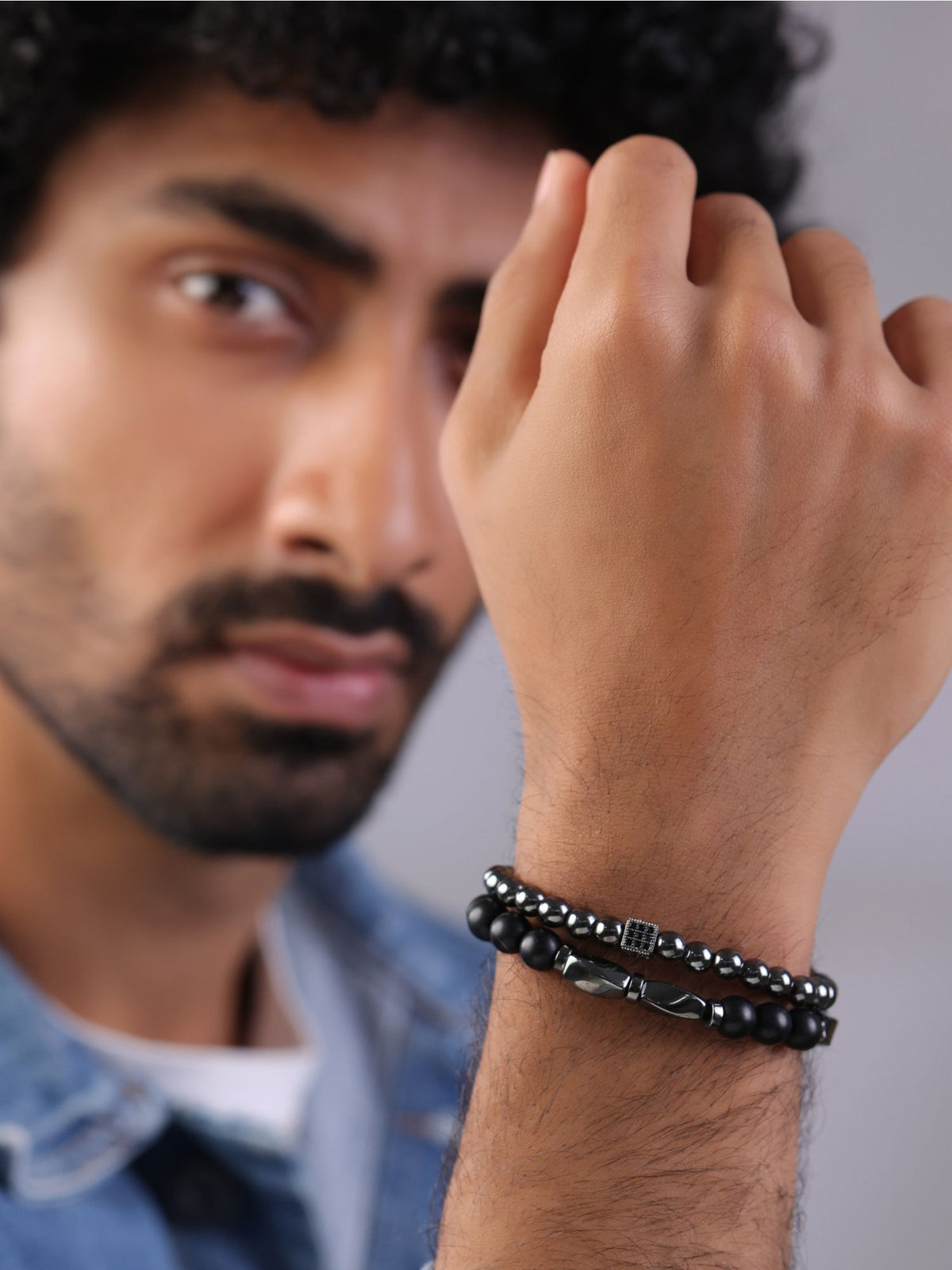 Black Hematite Layered Bracelet