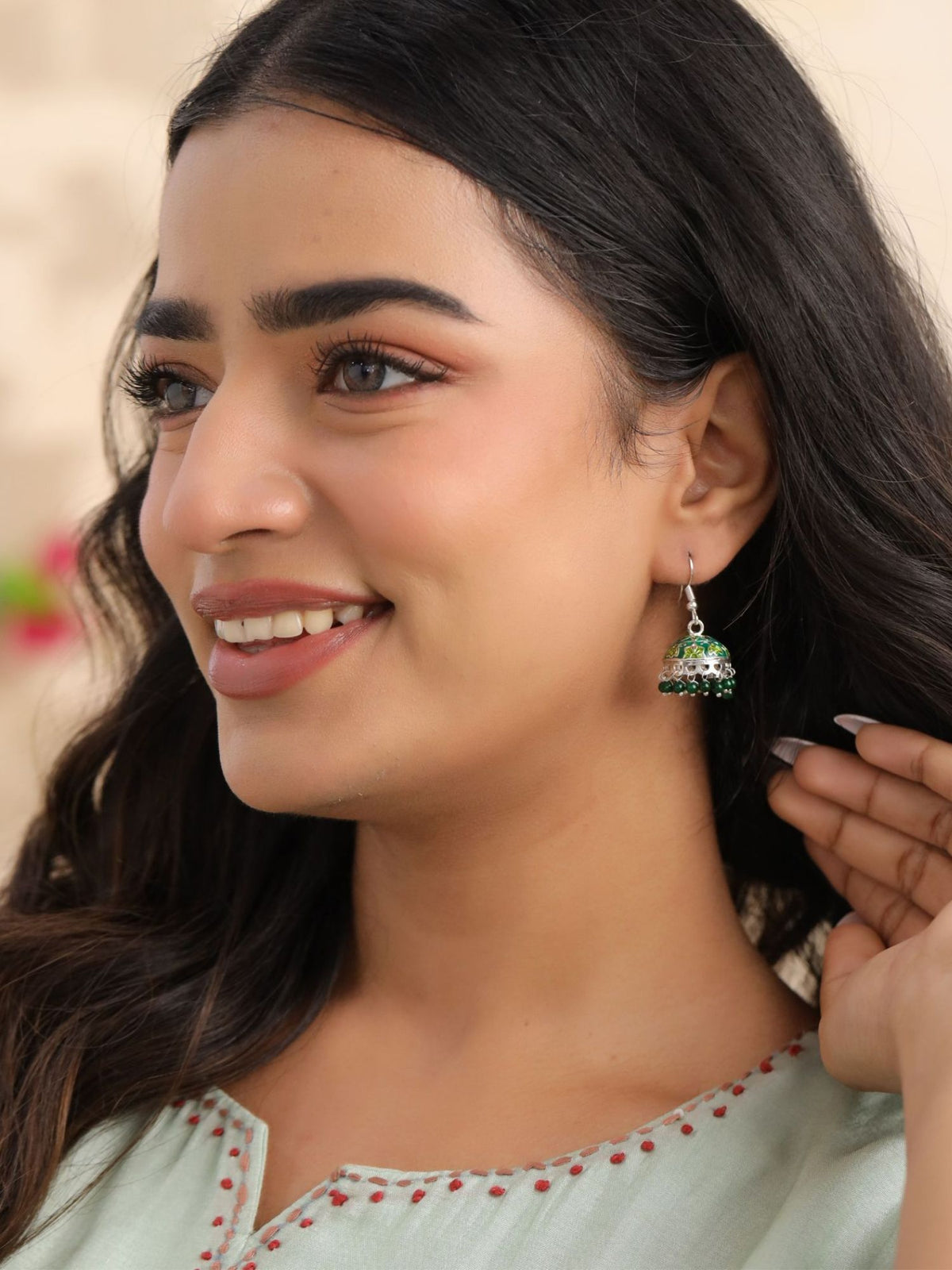 Meenakari Pearl Jhumkas