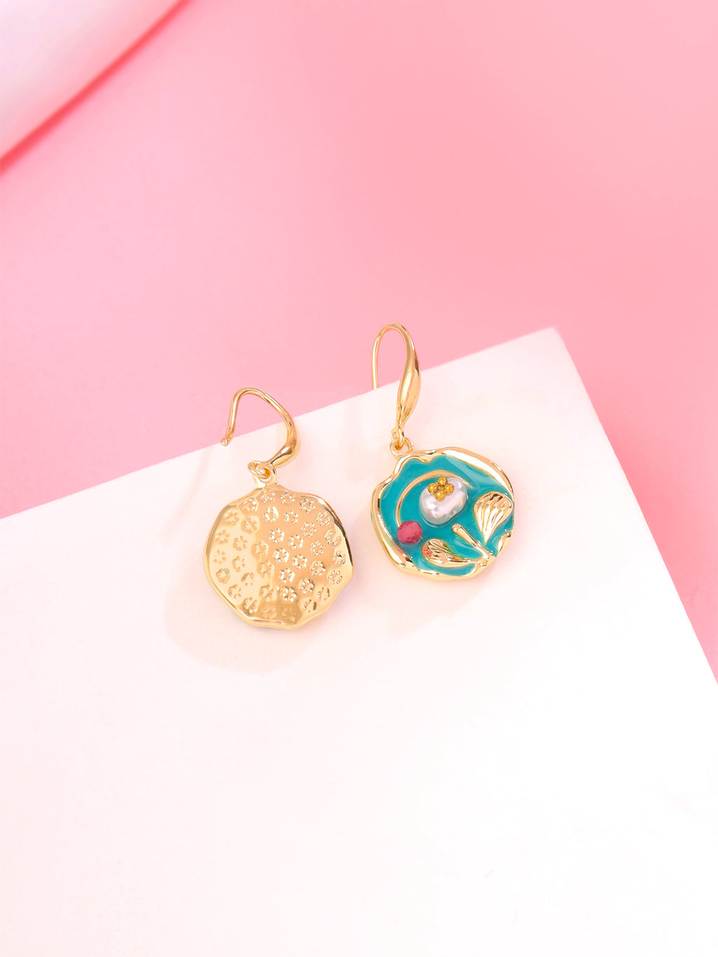Enamel Flower Korean Drop Earrings