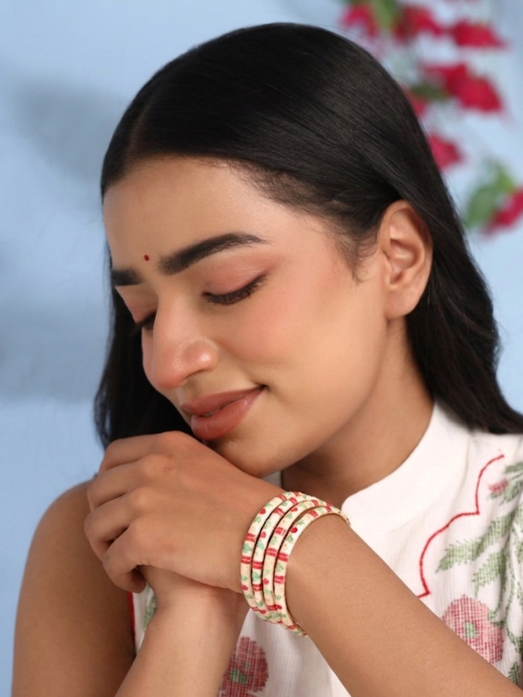 Meenakari Bangle Set White