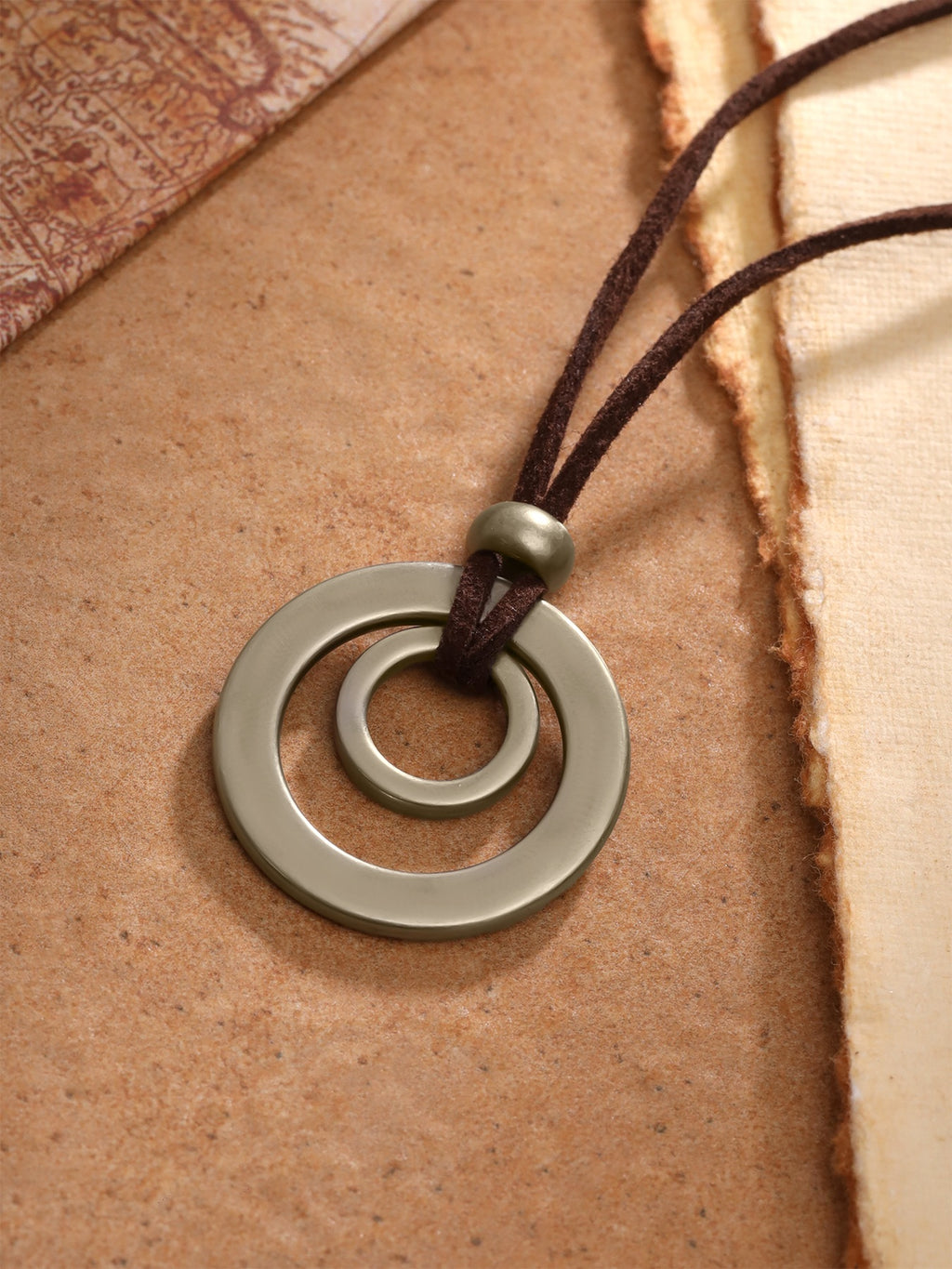 Circular Pendant Faux leather Chain