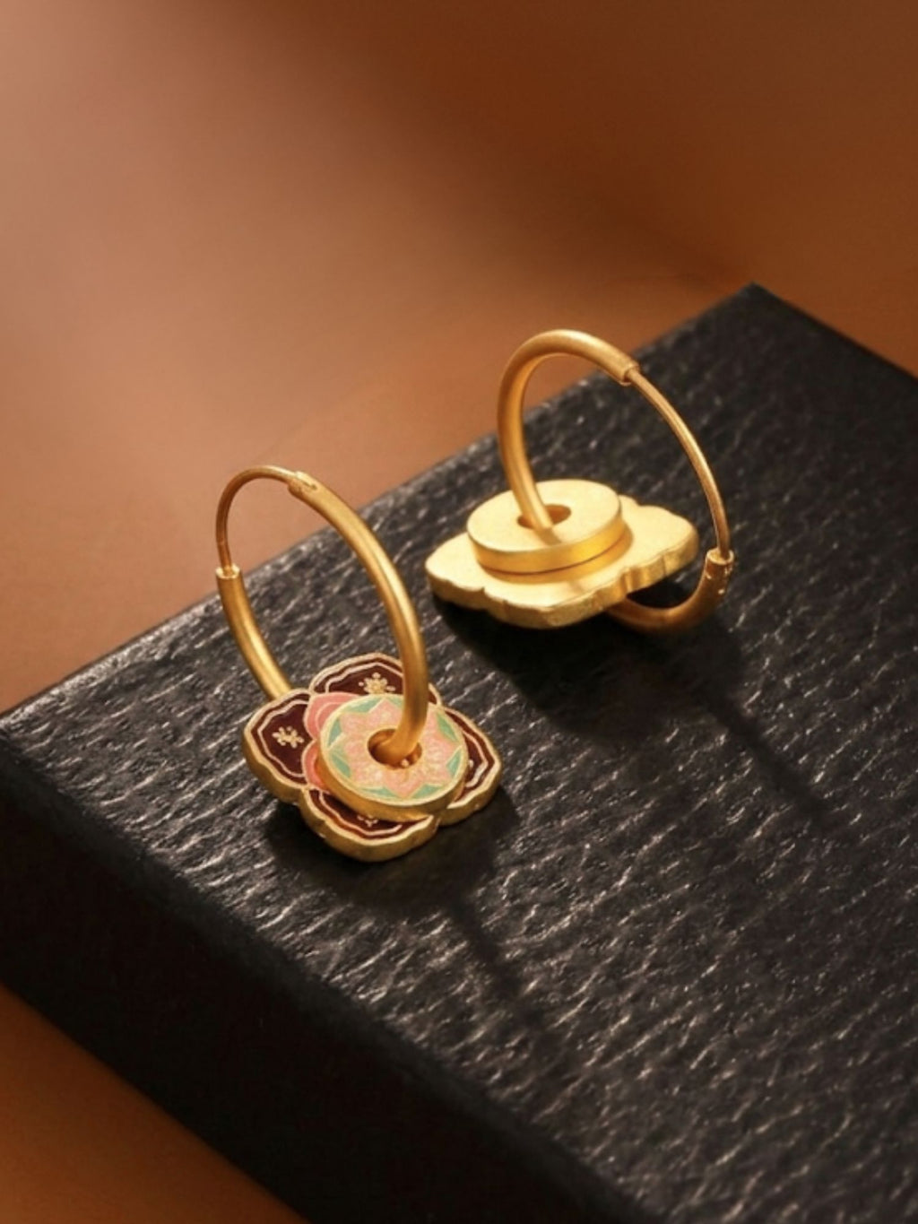 Rangoli Traditional Enamel Floral Hoop Earrings
