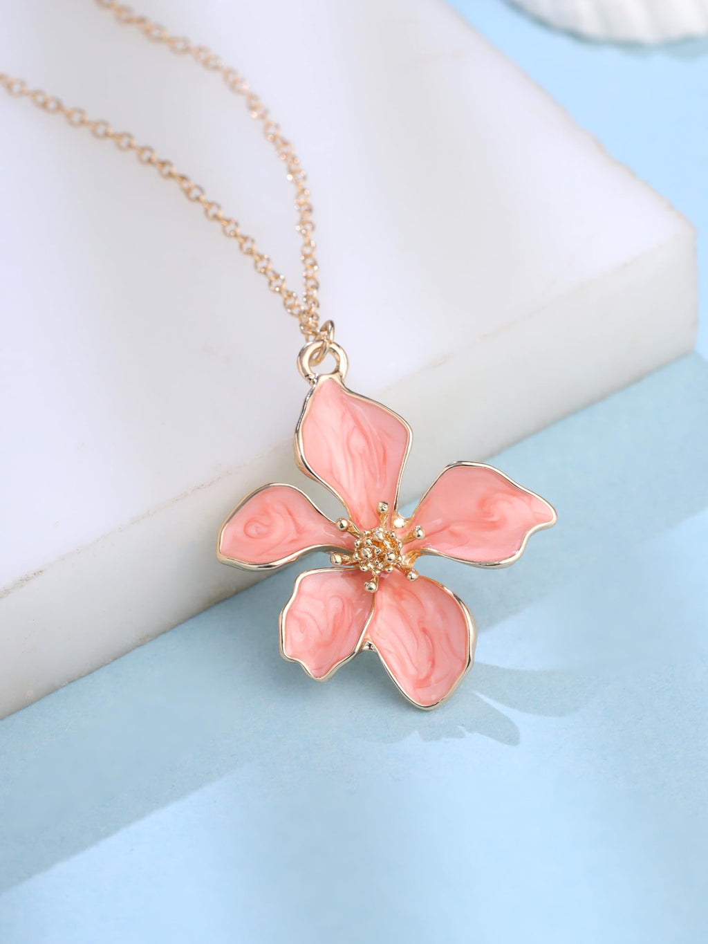 Pink Flower Pendant Necklace