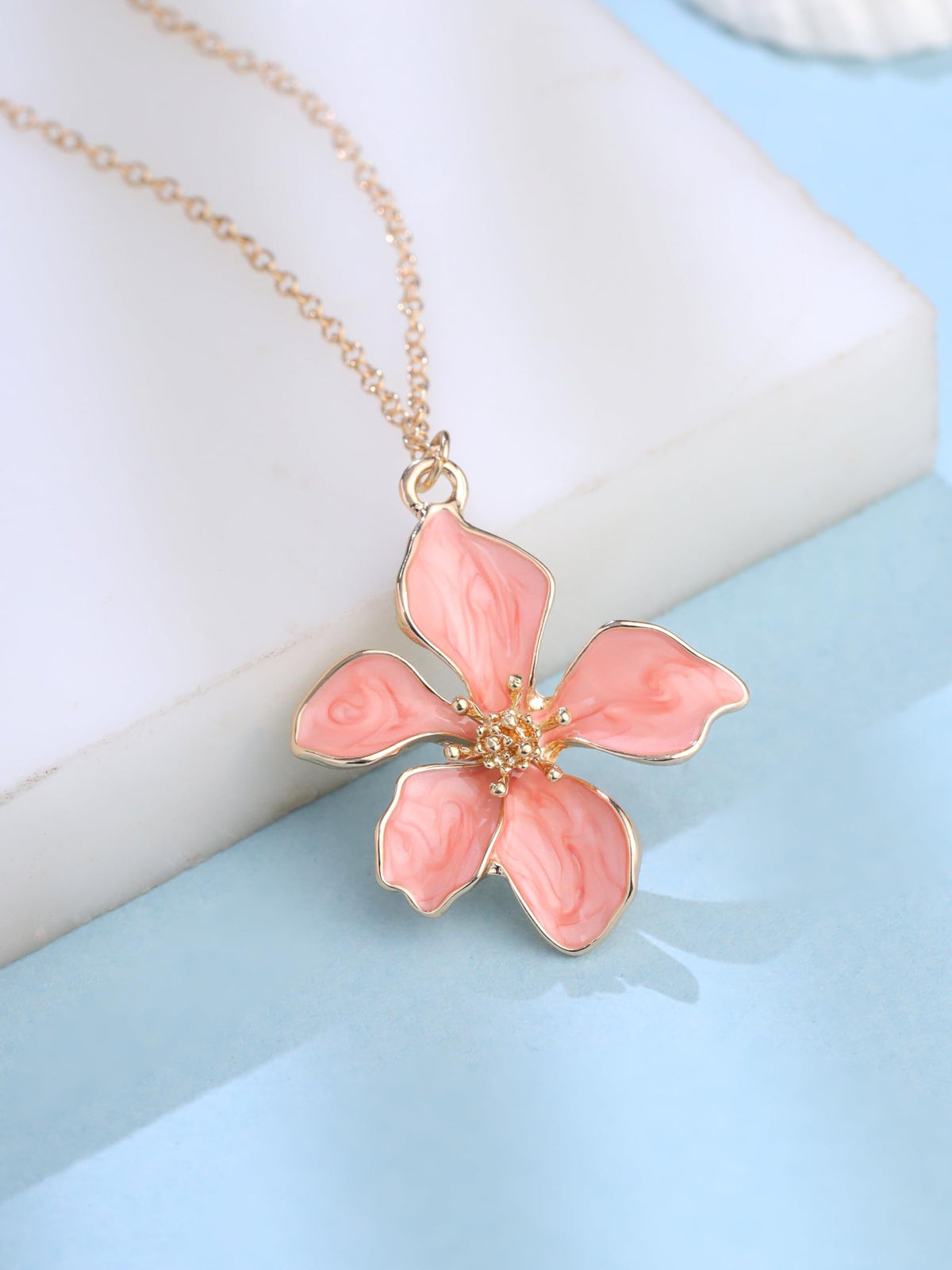 Pink Flower Pendant Necklace