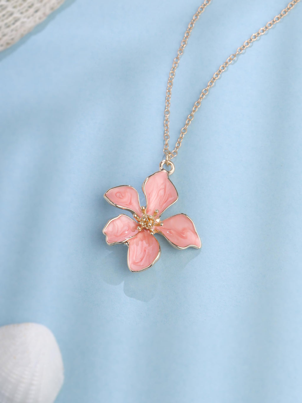 Pink Flower Pendant Necklace