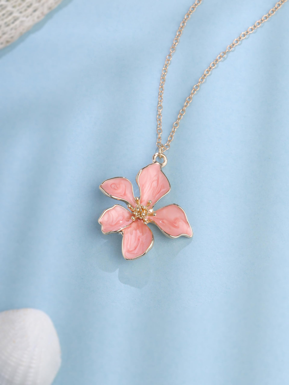 Pink Flower Pendant Necklace