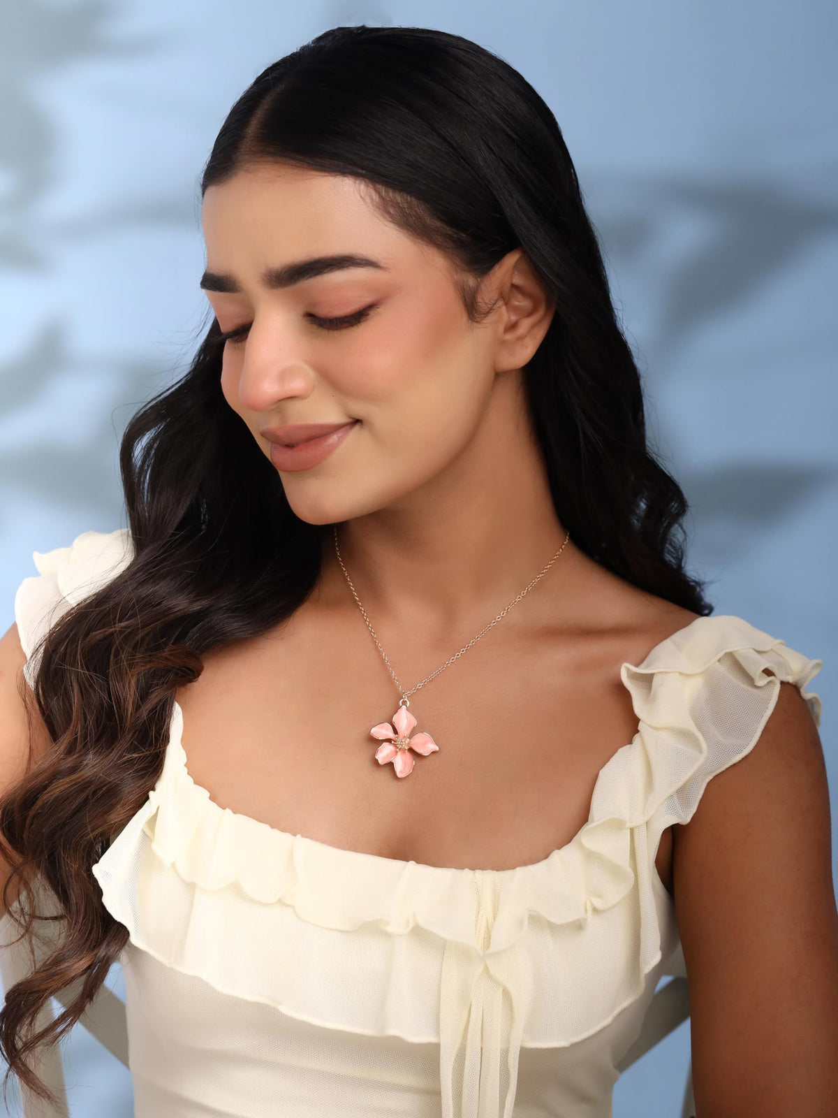 Pink Flower Pendant Necklace