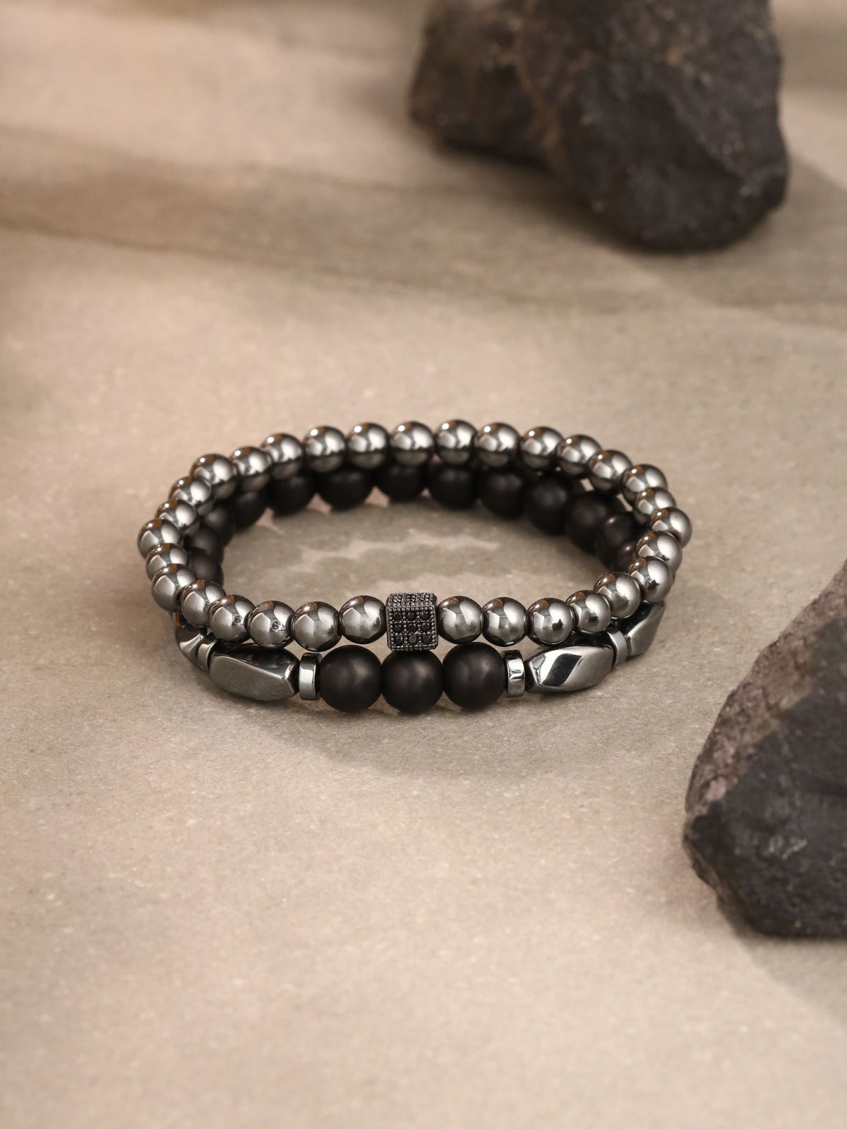 Black Hematite Layered Bracelet
