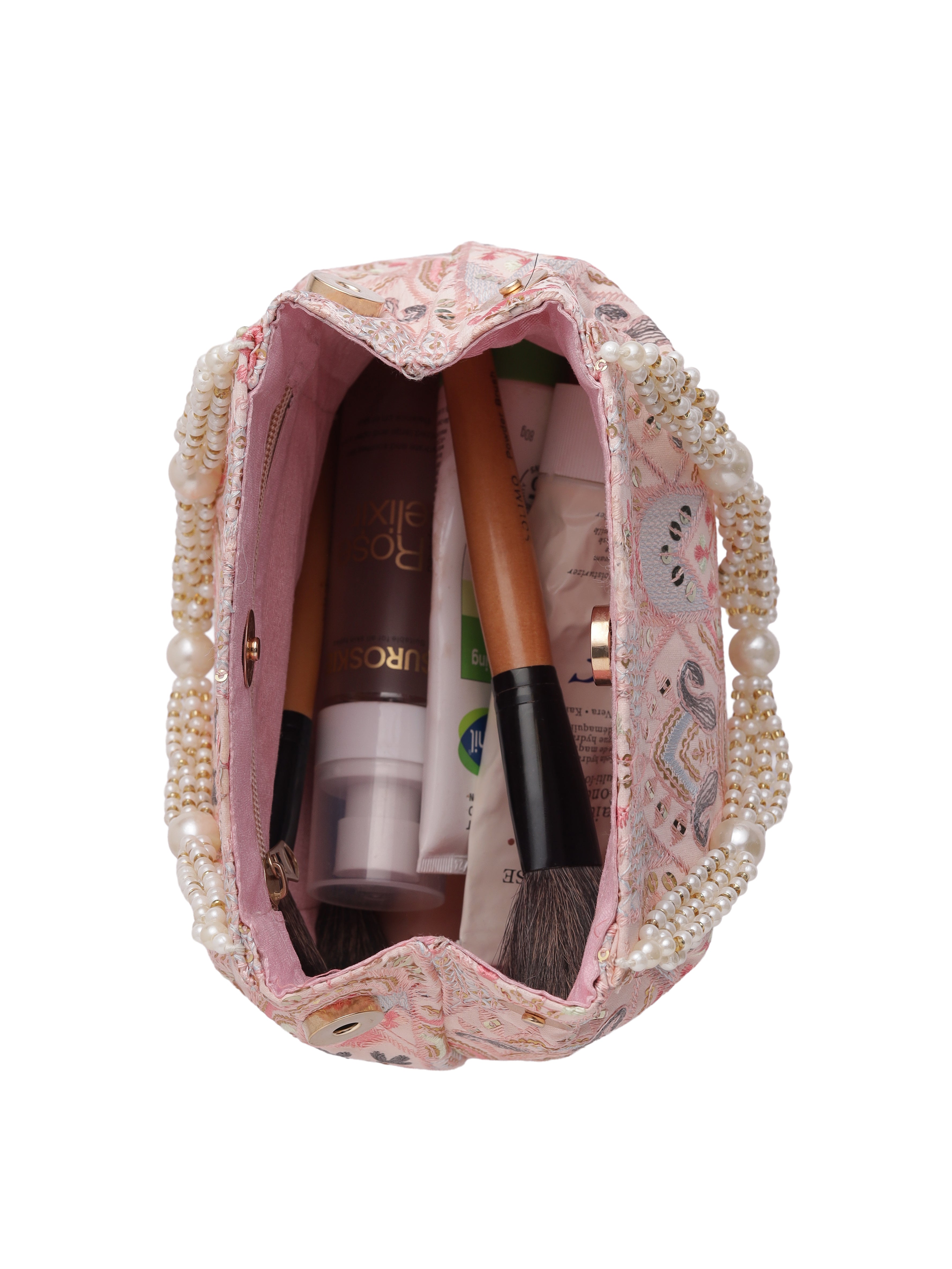 Gulnaar Collection | Silk Embroidered Potli | Pink