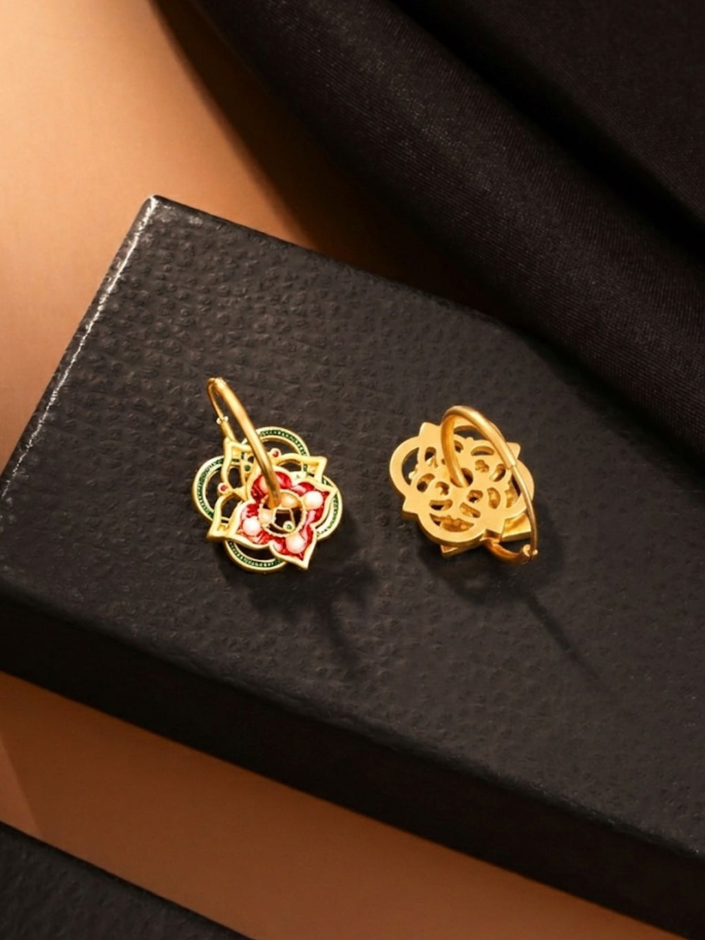 Rangoli Enamel Floral Hoop Earrings