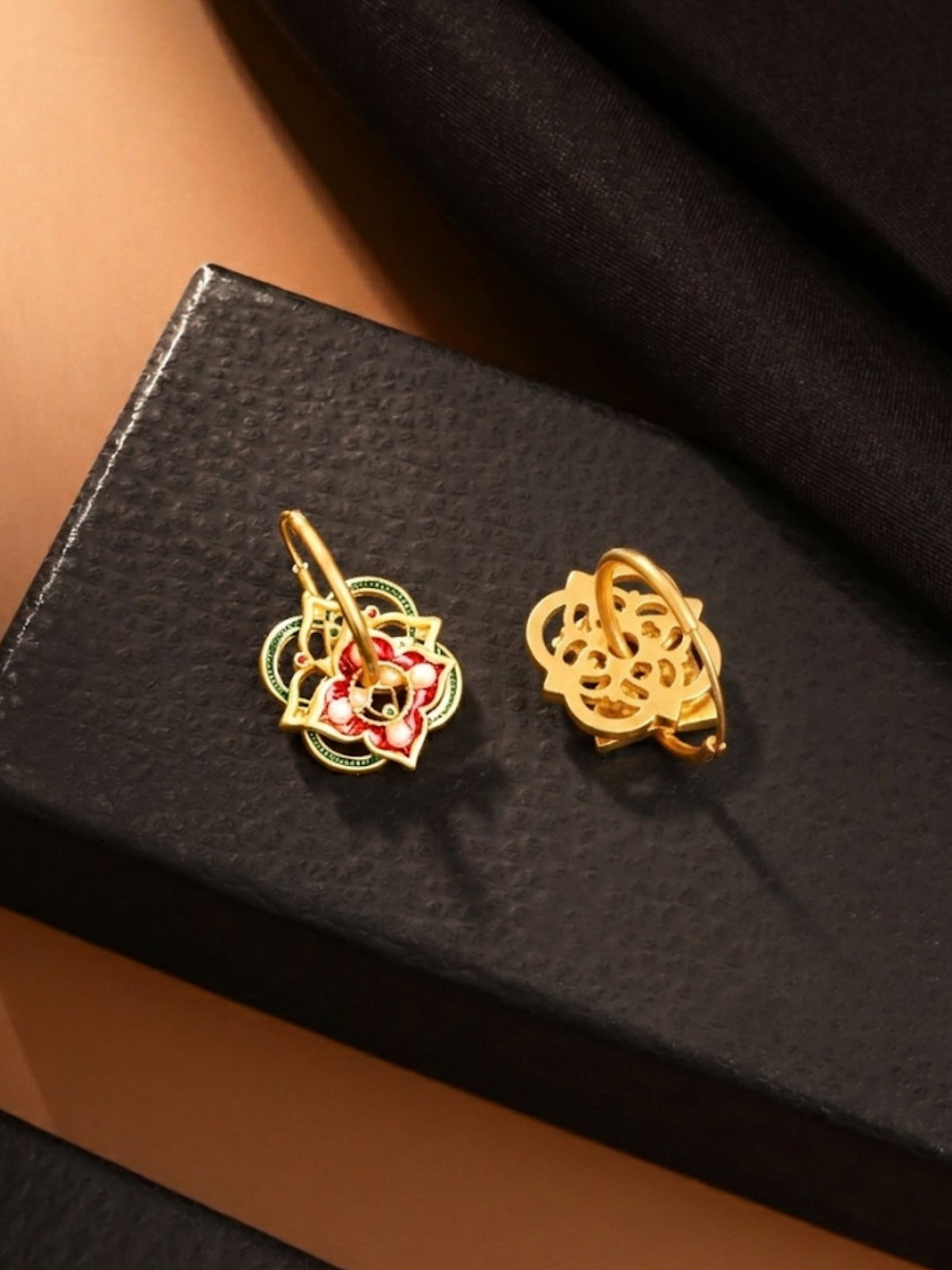 Rangoli Enamel Floral Hoop Earrings