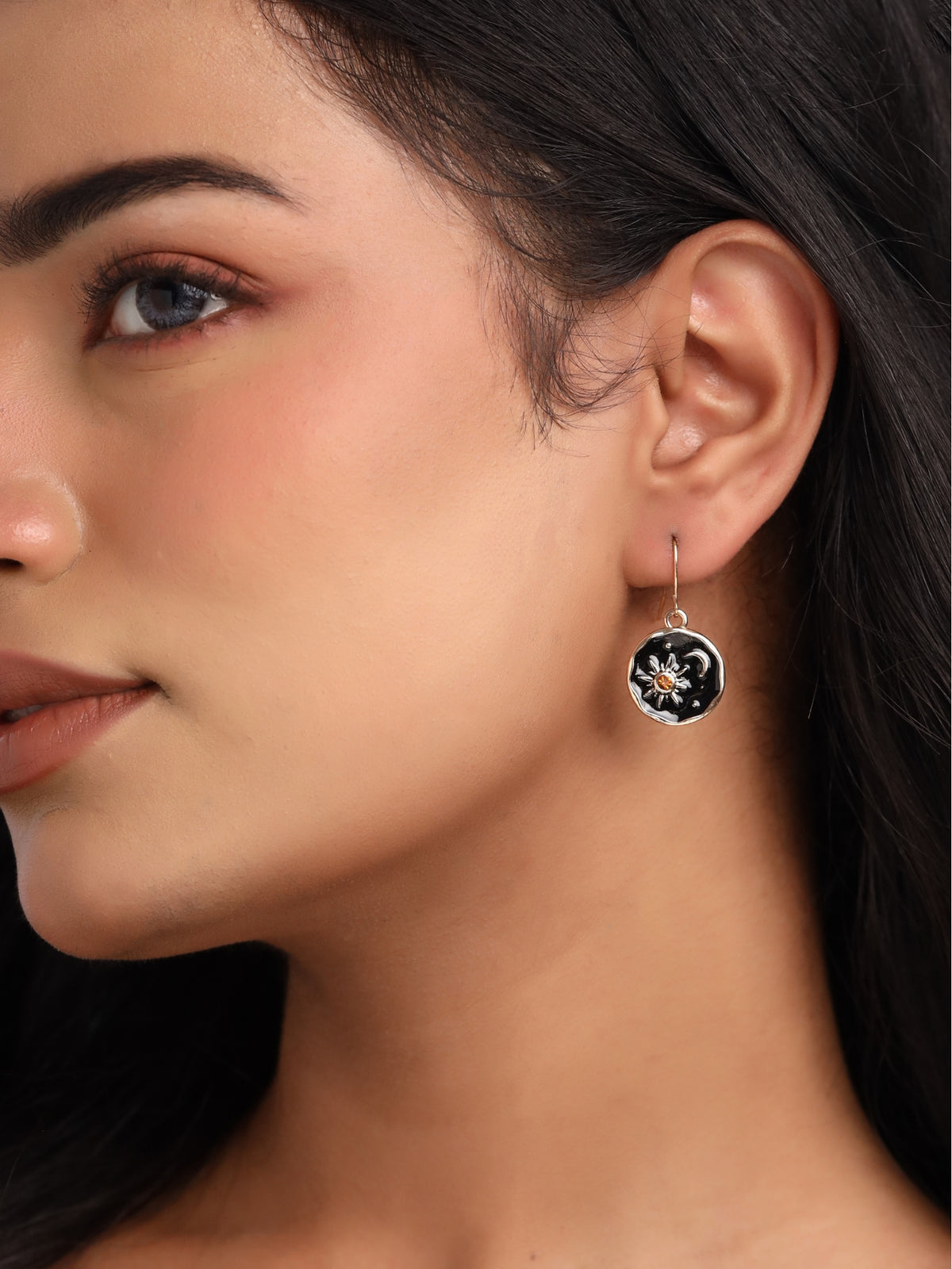 Black Enamel Drop Earrings