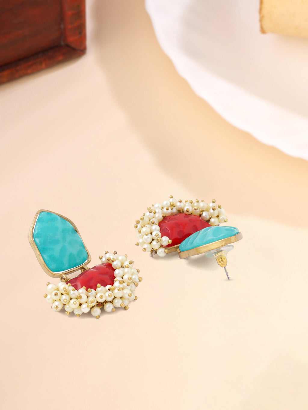 Ethnic Oxidised Earrings With Pearls