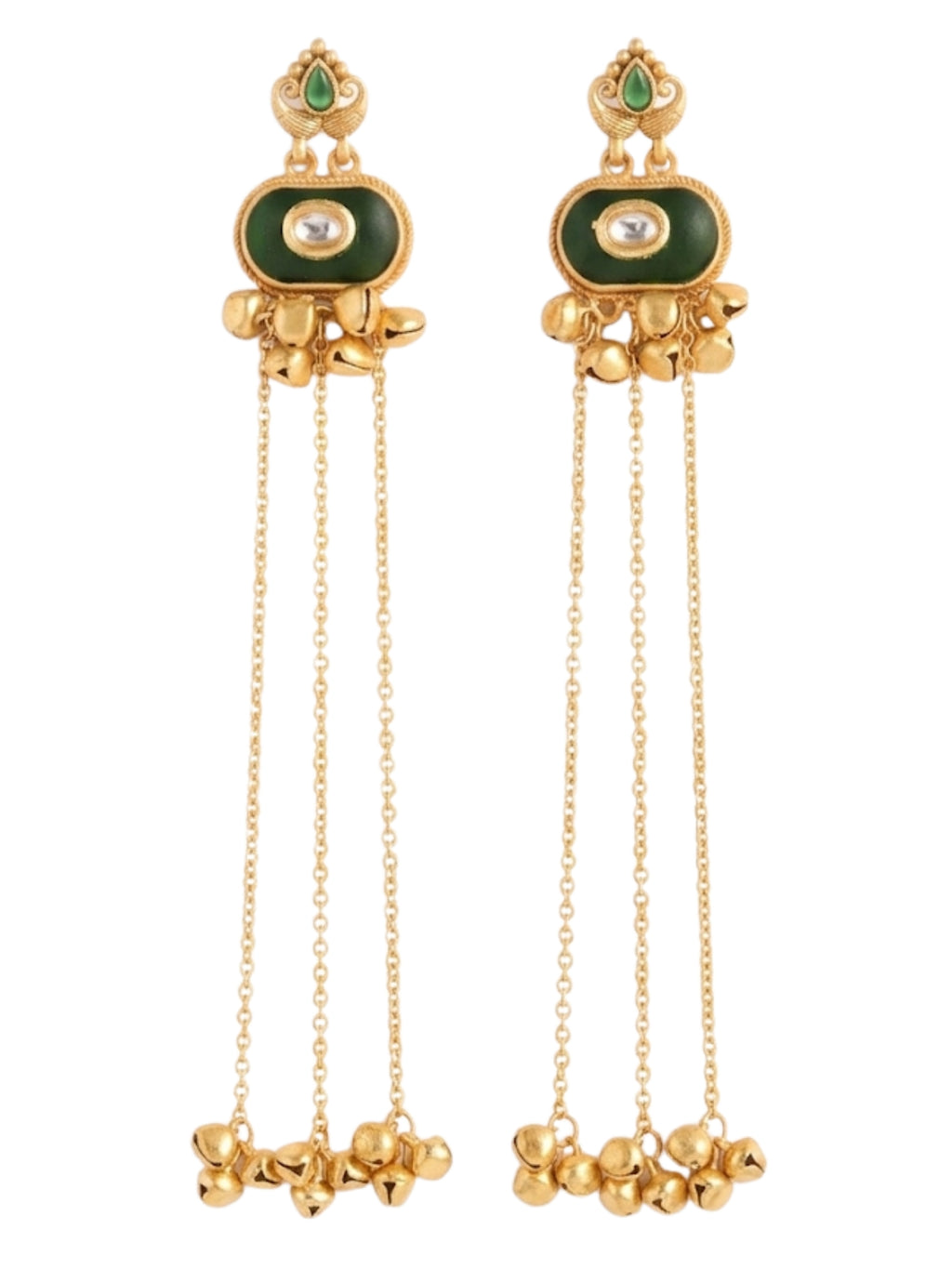 Green Enamel Ghungroo Earrings