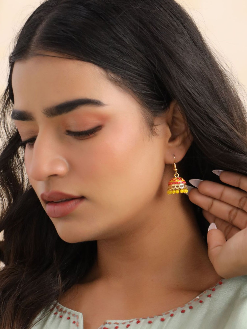 Meenakari Pearl Jhumkas