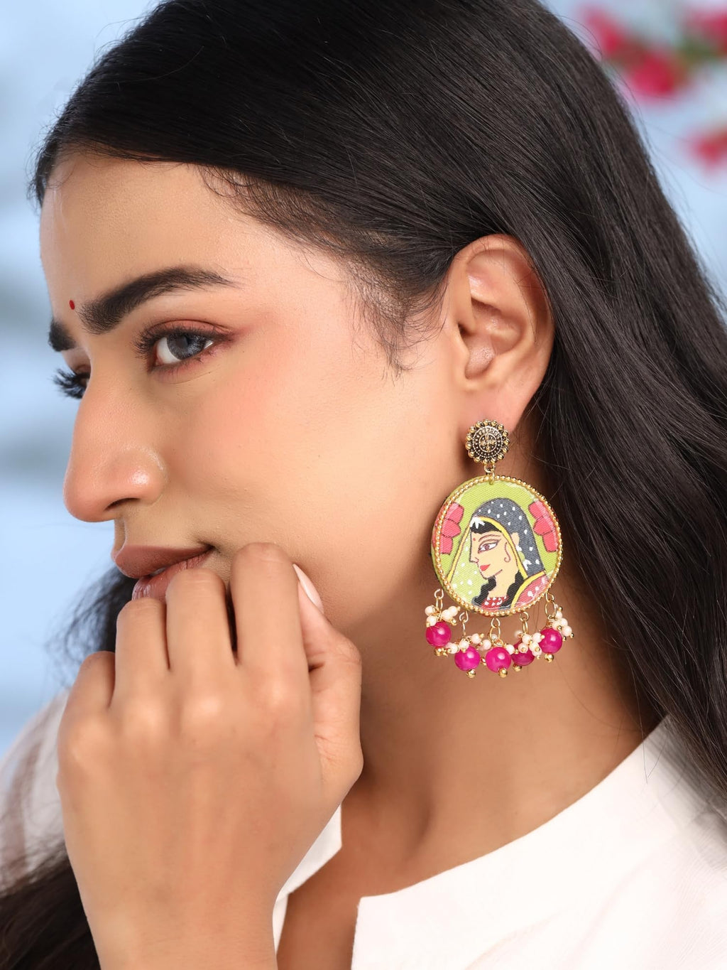 Folk Art Hand-Painted Earrings