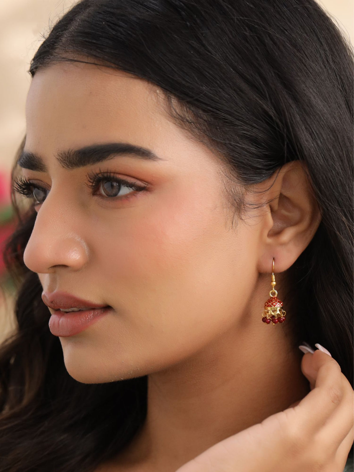 Meenakari Pearl Jhumkis