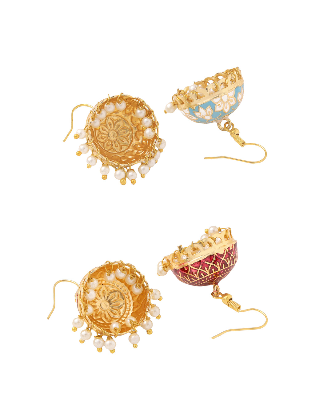 Ethnic Meenakari Enamel Pearl Jhumka Earrings