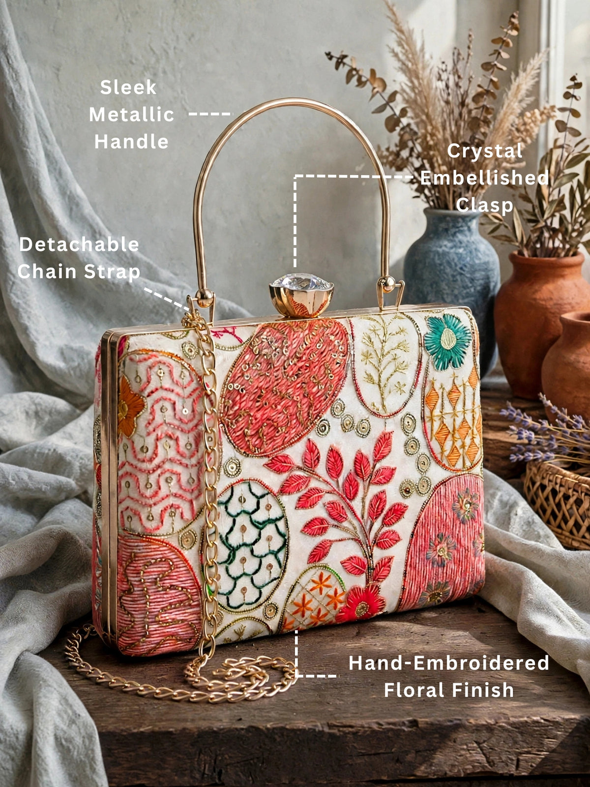 Katha Women’s Embroidered Clutch Purse