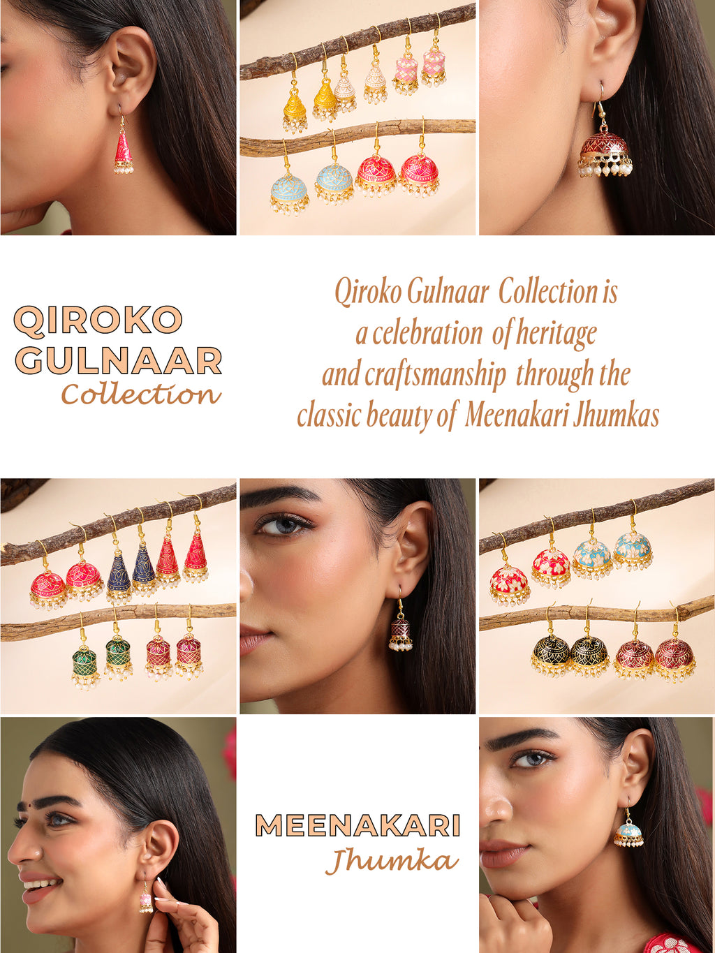 Ethnic Meenakari Enamel Pearl Jhumka Earrings