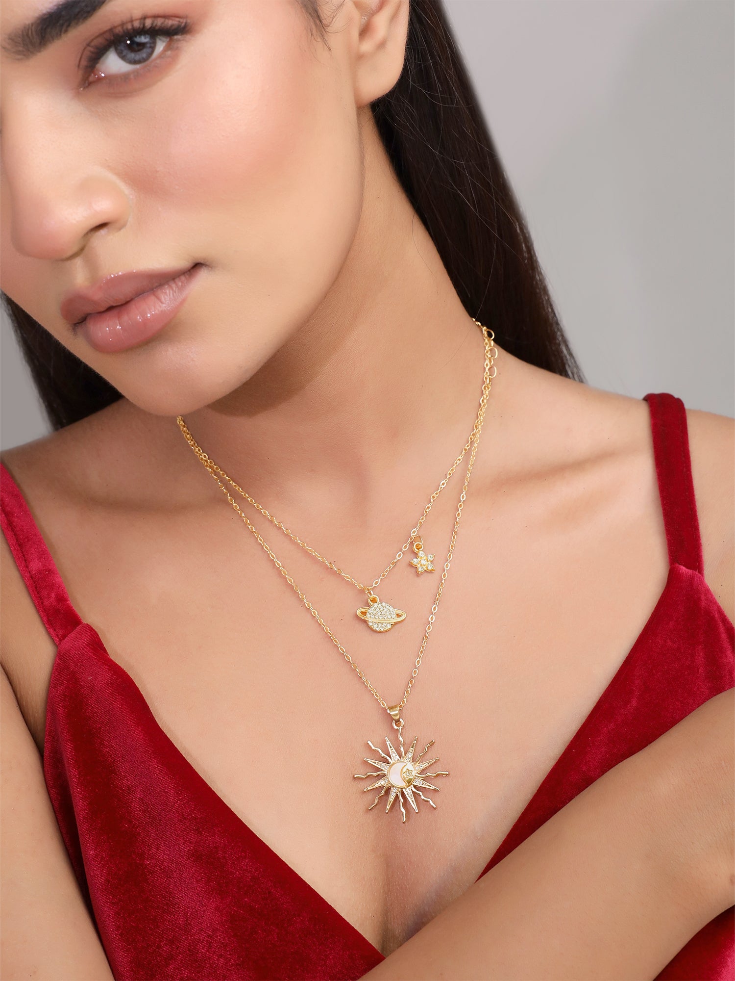 Sun Saturn Star Pendant Necklace