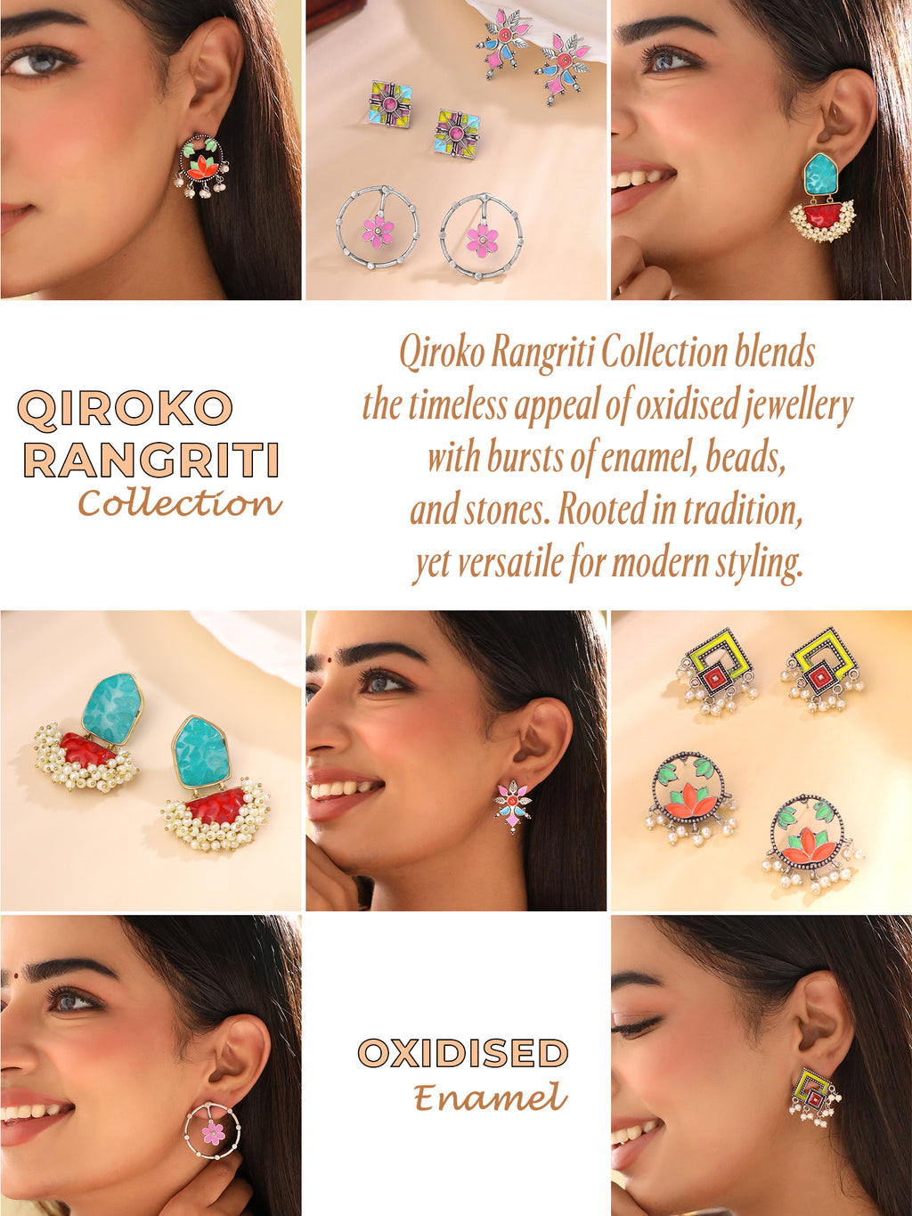 Ethnic Oxidised Earrings With Pearls