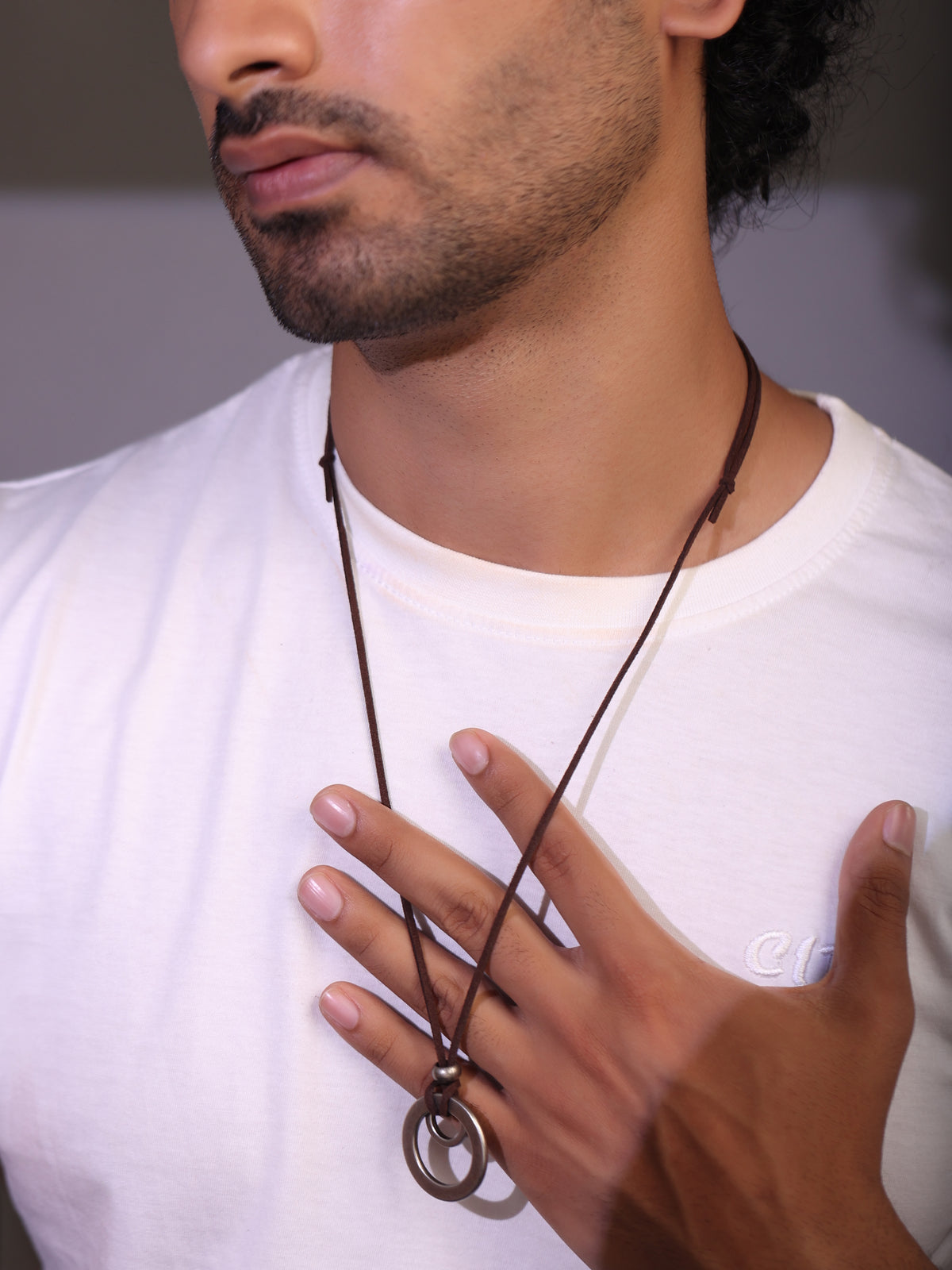 Circular Faux Leather Necklace