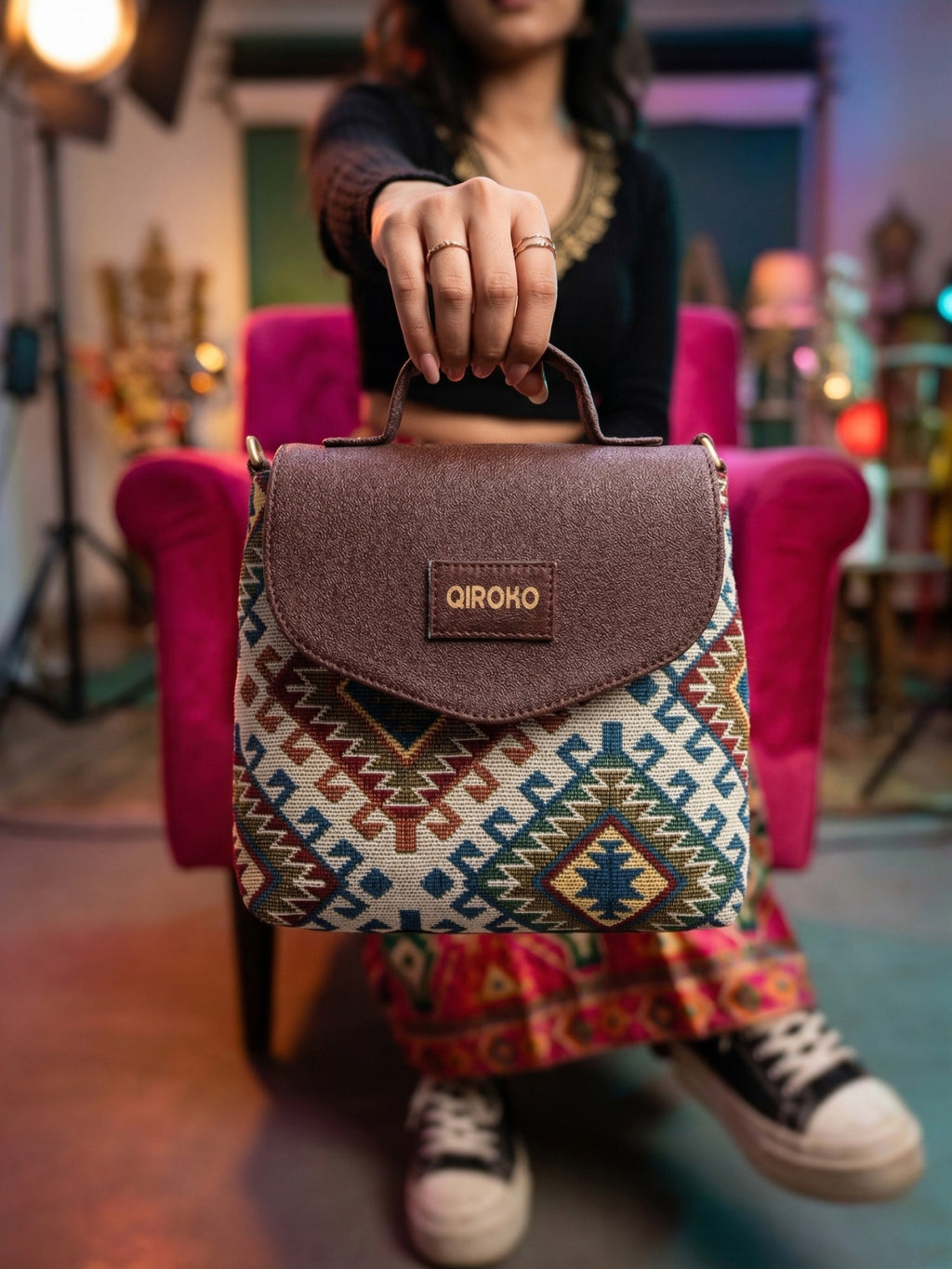 Earthcraft Collection | Dual Compartment Crossbody Sling | Earthy Tribal
