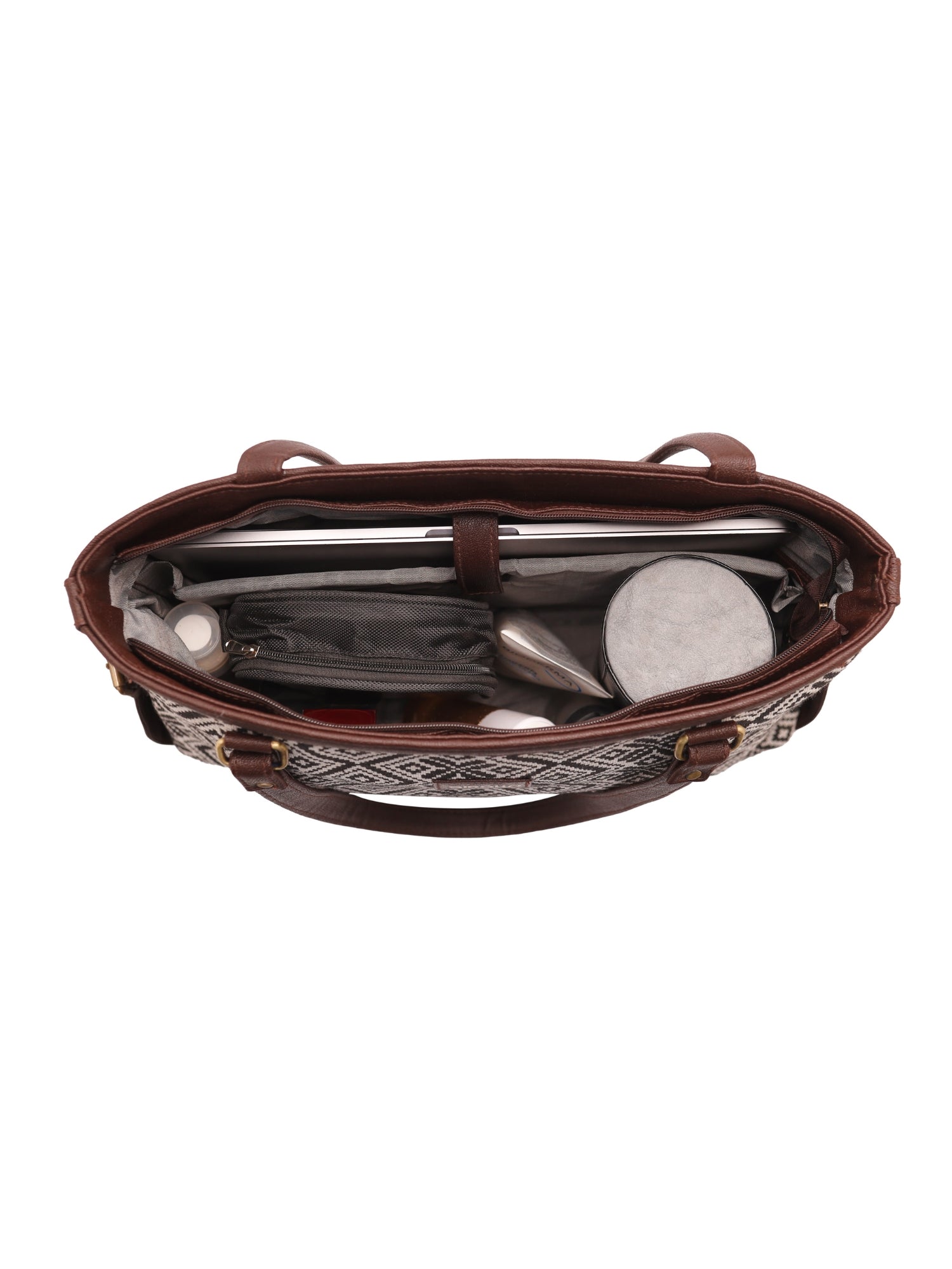 Power Edit Collection Office Laptop Handbag | Vegan Leather | Ikkat Monochrome