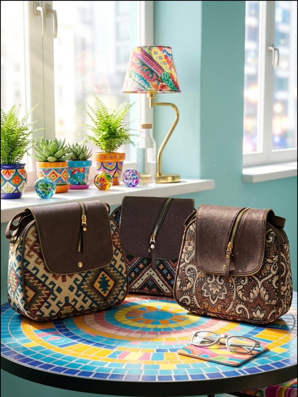 Urban Nomad Collection | Dual Compartment Crossbody Sling | Floral Paisley
