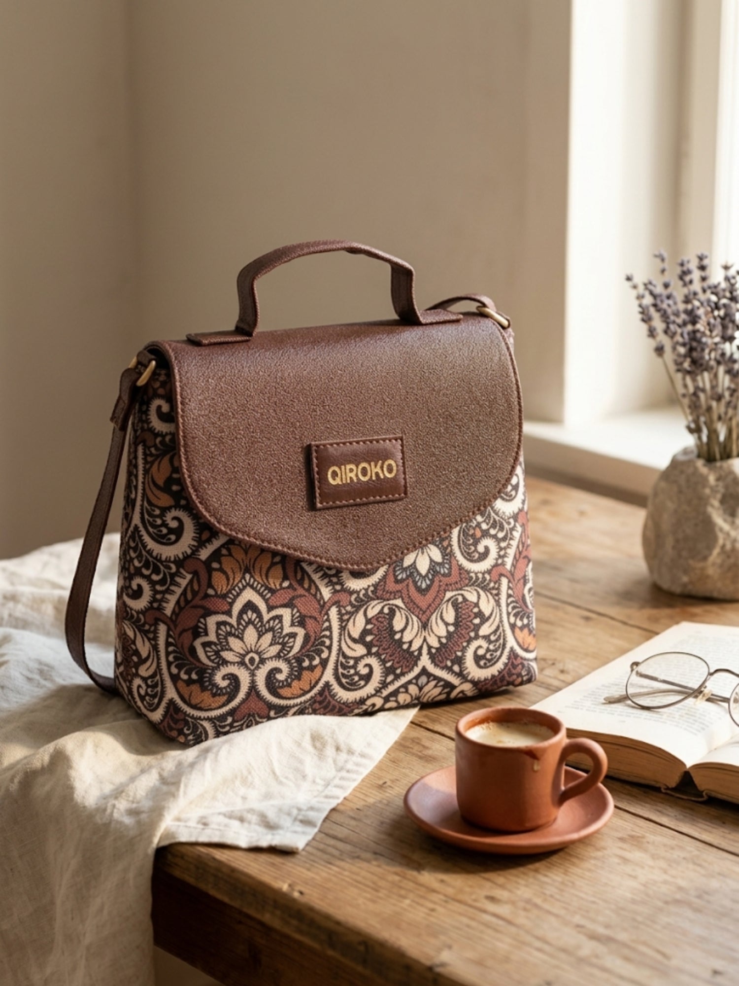 Earthcraft Collection | Dual Compartment Crossbody Sling | Floral Paisley
