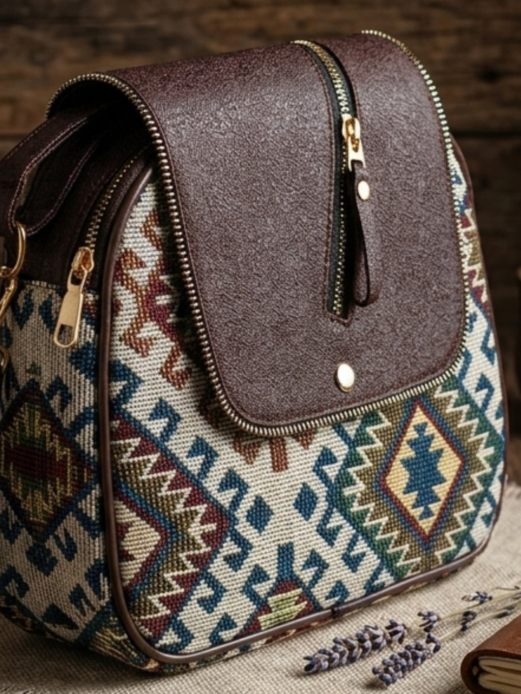 Urban Nomad Collection | Dual Compartment Crossbody Sling | Earthy Tribal