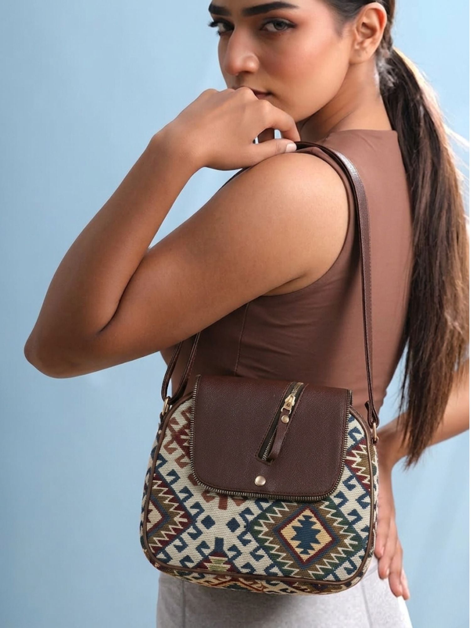 Urban Nomad Collection | Dual Compartment Crossbody Sling | Earthy Tribal