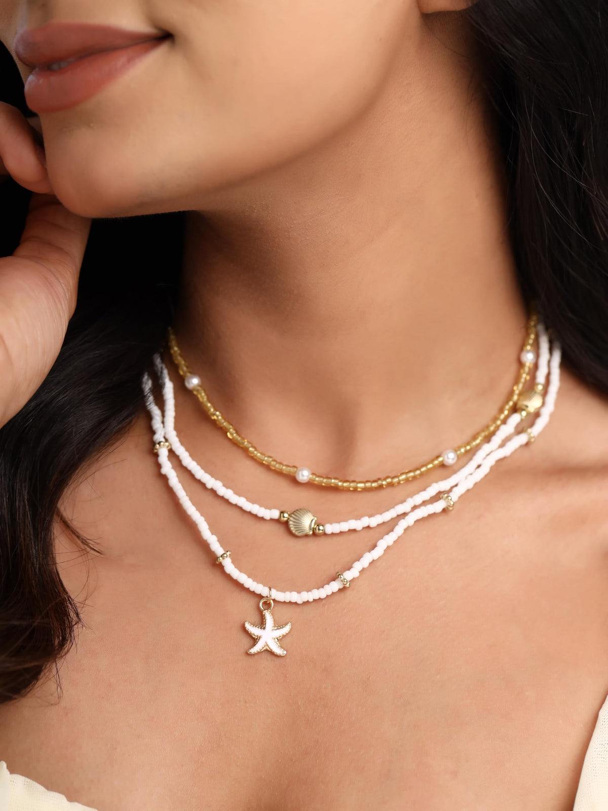 Pearl Starfish Layered Necklace