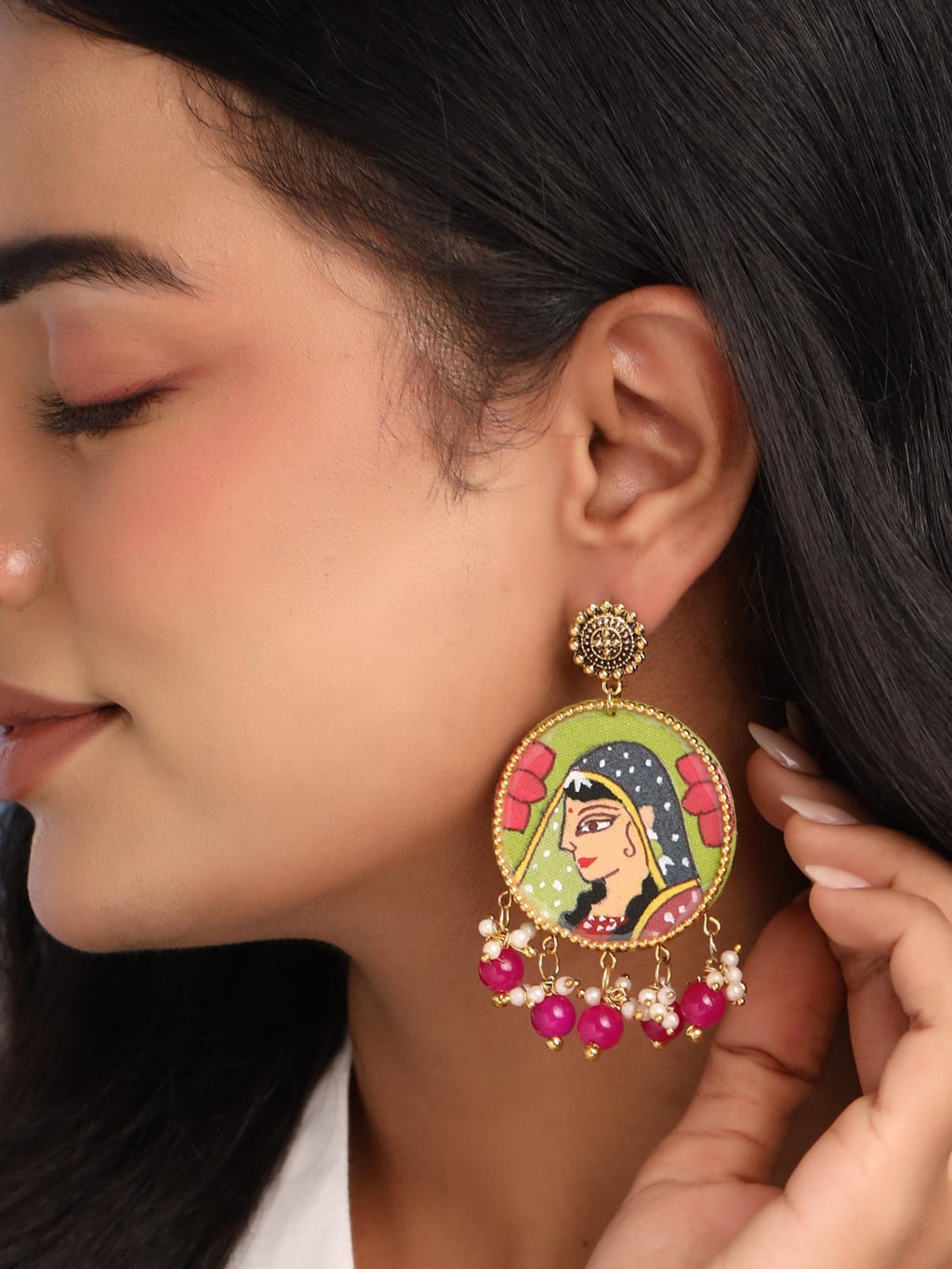 Folk Art Hand-Painted Earrings