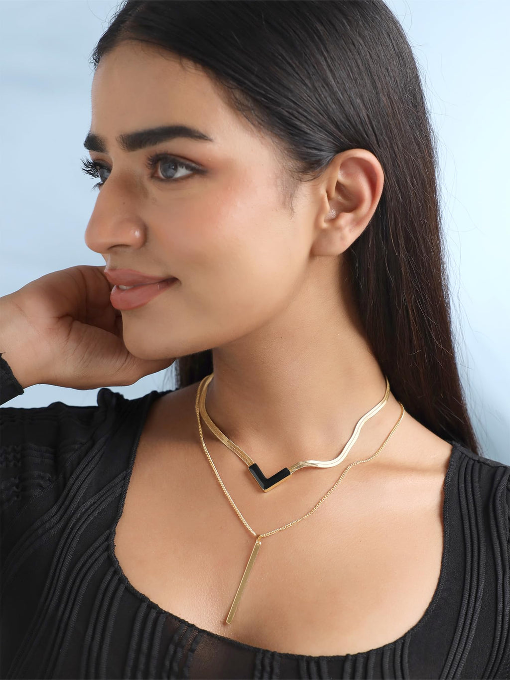 Layered Pendant Chain Stack