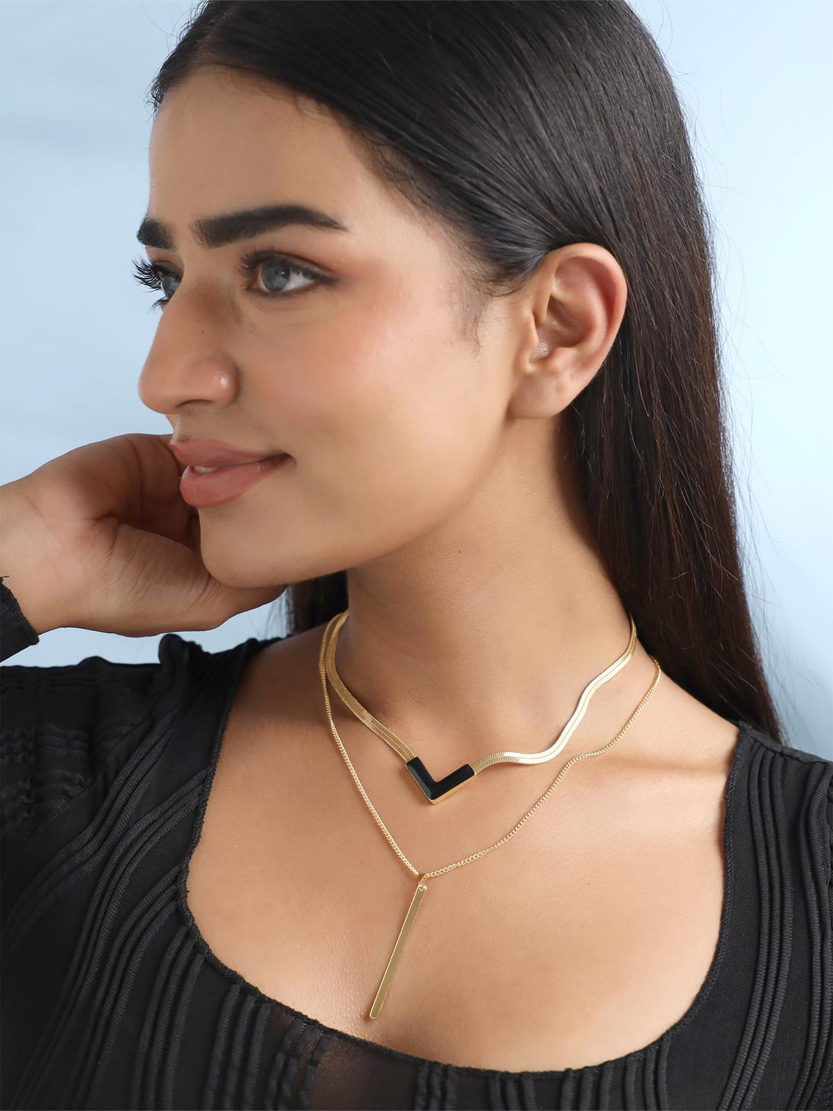 Layered Pendant Chain Stack