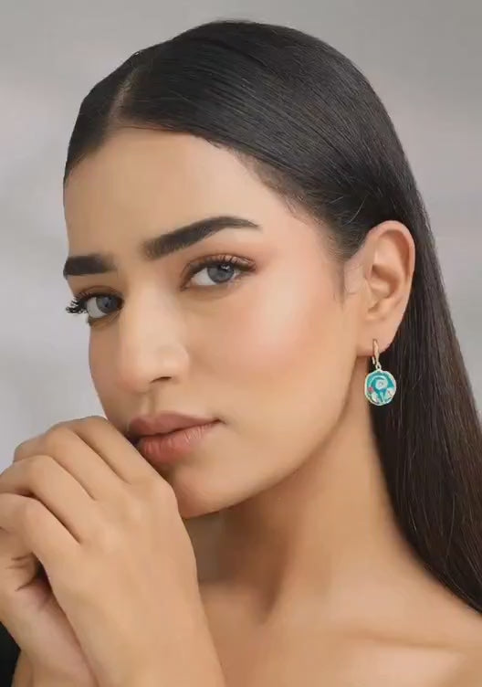 Enamel Flower Korean Drop Earrings